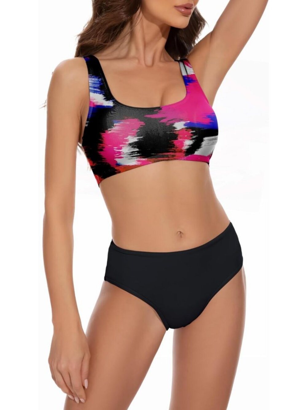 Sporty Mid Rise Two Piece Bikini Set | Stylish Swimwear for Beach & Pool